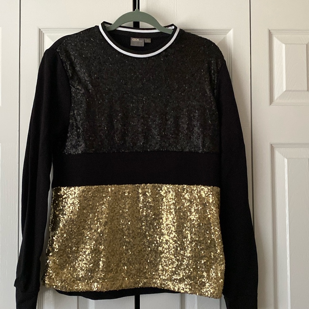 ASOS gold and black sparkling sweater pullover sequin size small